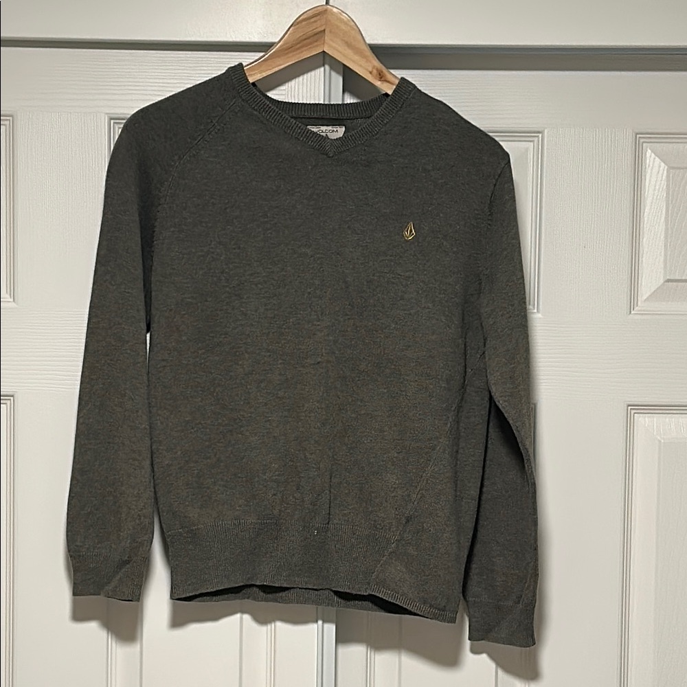 Volcom Gray Crewneck Sweater Classic Knit Design